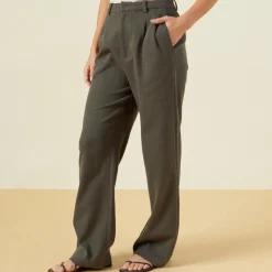 MONROW Bonded Thermal Pleated Pants KALEGREEN Best